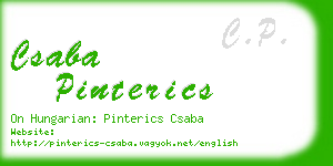 csaba pinterics business card